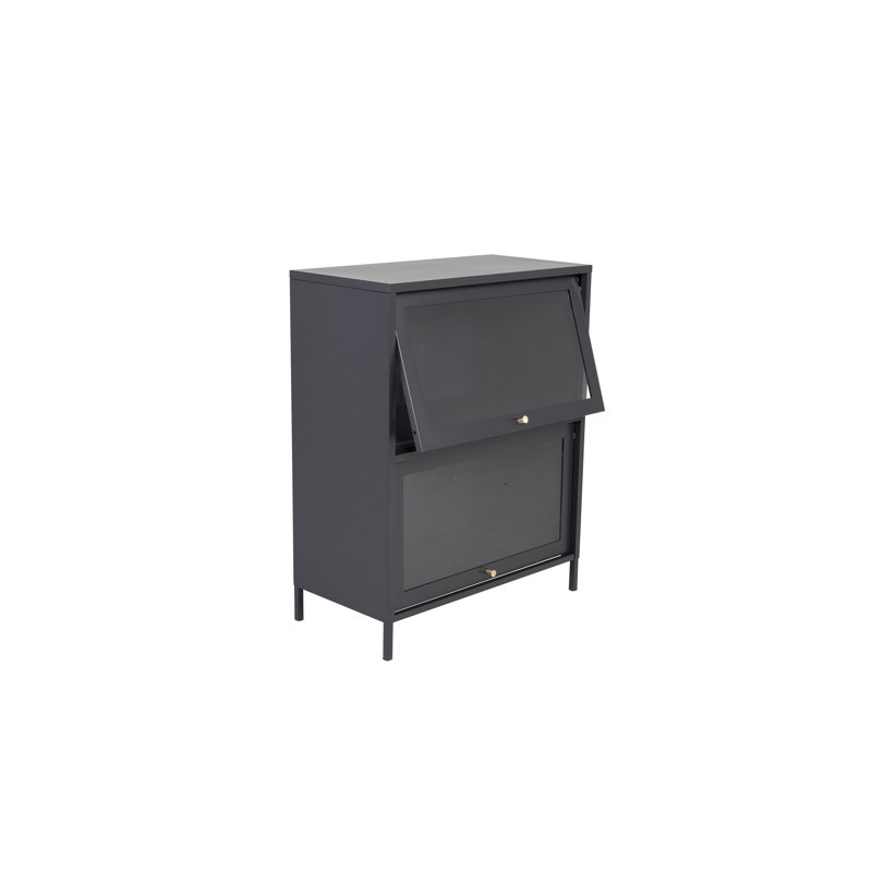 Isiah 80cm Wide Solid Wood File Cabinet, Black
