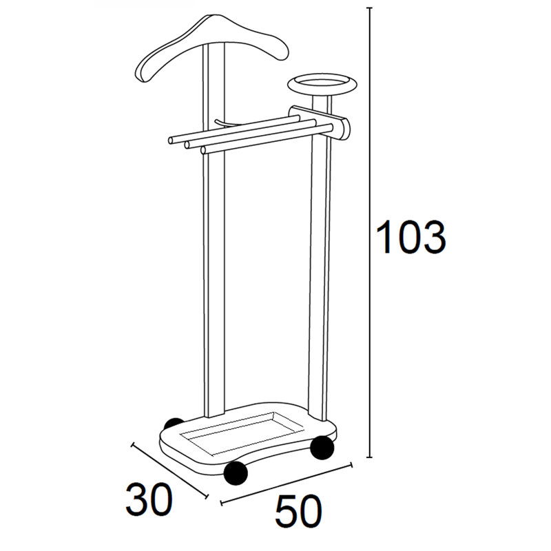 Colombes Solid Wood Freestanding Valet Stand, Black