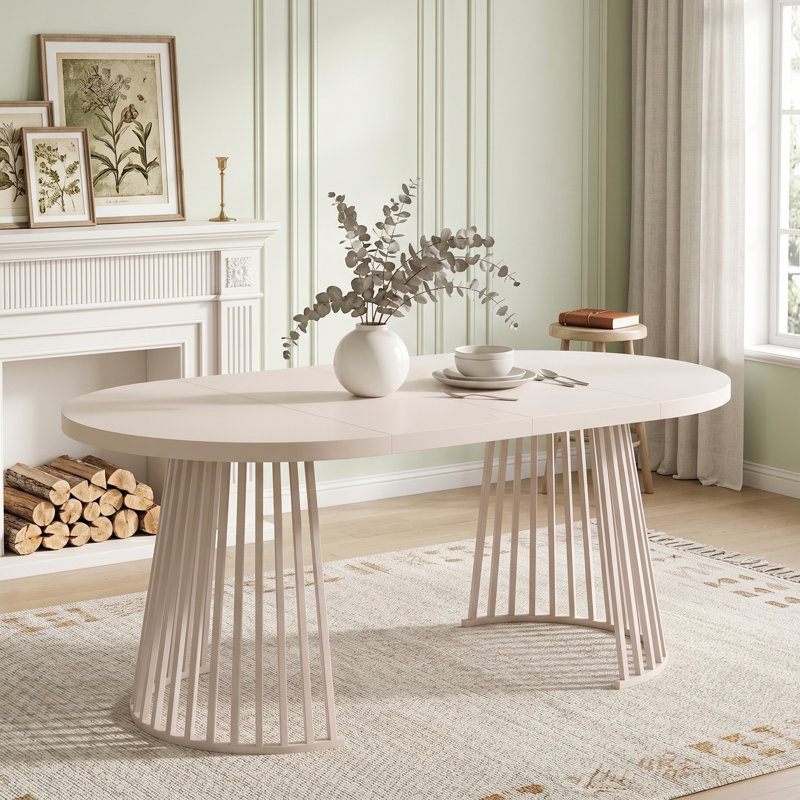 176 " with Steel Base Dining Table, Beige