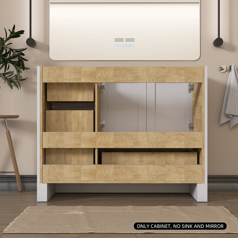 Solid Wood 42'' Single Bathroom Vanity Base Only, White