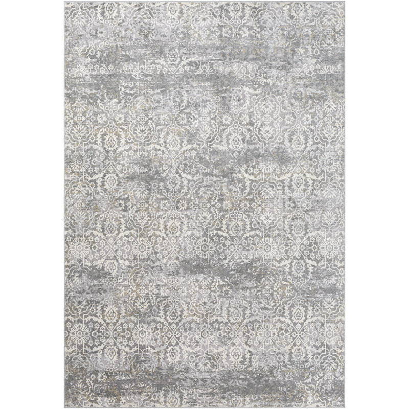 Tapis floral ivoire / gris Amoll, Rectangle 12 pi x 15 pi