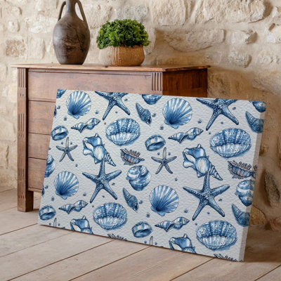 Canvas Create A Seamless Pattern Featuring Various Seashells And Starfish Illustrated Wall Art In A Delicate Hand Drawn Style The Canvas Wall Art