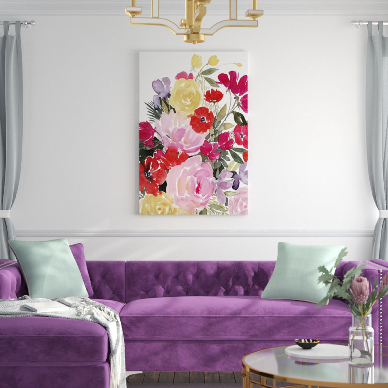«Rainy Day Bouquet I», peinture sur toile, H 48 po x l 32 po