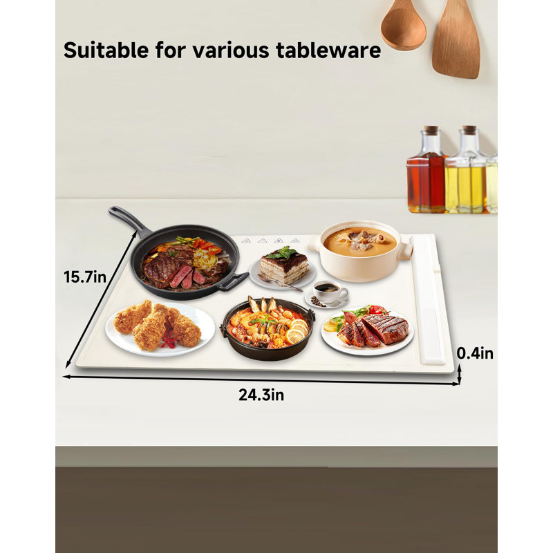 Tapis chauffant pour aliments - chauffage rapide et pleine surface, tapis chauffant en silicone pour aliments à température réglable, beige