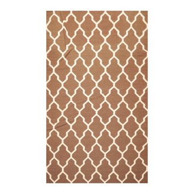 Tapis brun en laine tissé à plat à la main à motif géométrique Blackington