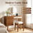 39" Retro Bohemian Style Wooden Makeup Vanity Set with Charging Plug&USB Port and Stool, Dressing Table with 3 Storage Drawers and 1 Rectangular Rattan Drawer, Walnut -1846690583
