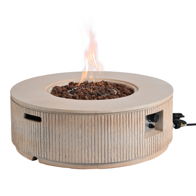 Round Fire Pit Table, Beige