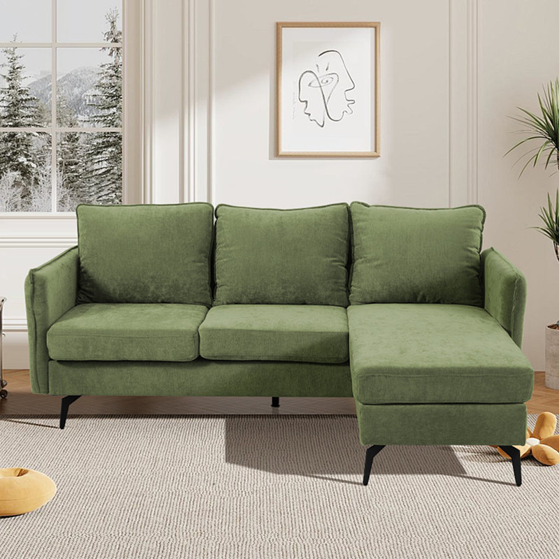 3 Seater Linen Sofa, Green