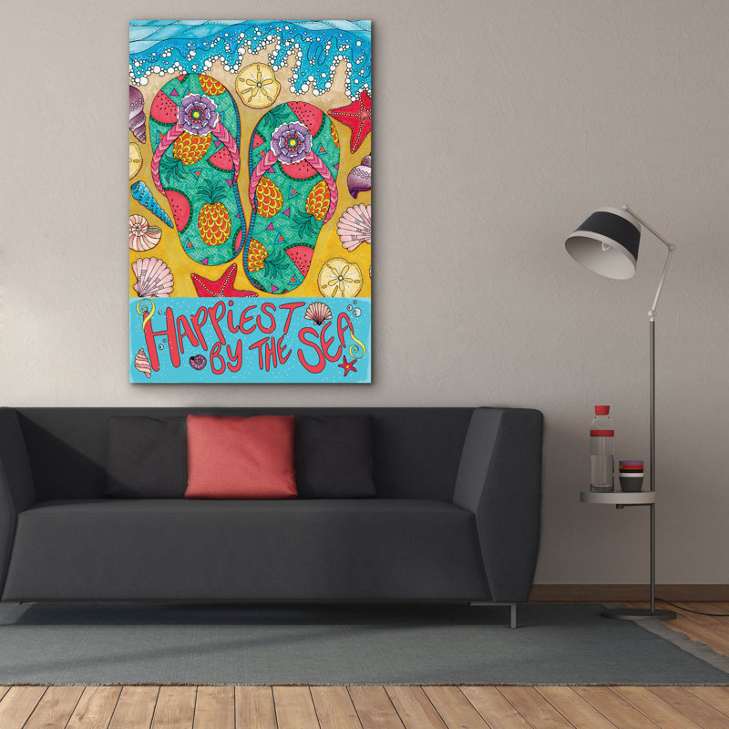 «Happest By The Sea» par Hello Angel, art mural sur toile, H 60 po x l 40 po x P 1,5 po