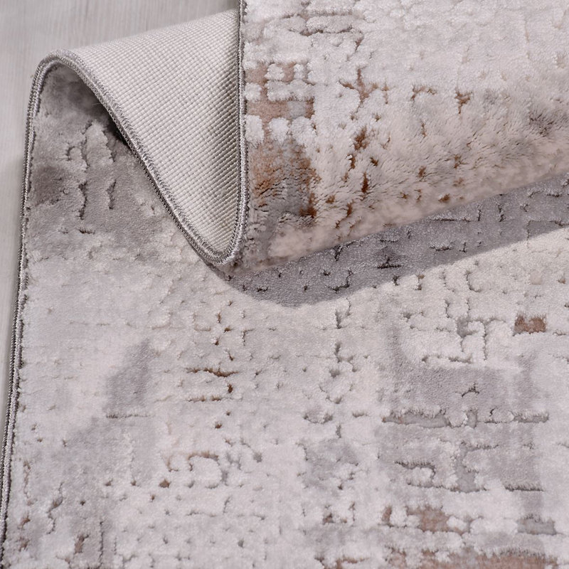 Modern/Abstract Beige Machine Washable Non-Slip Area Rug, Runner 3'3" x 9'9"