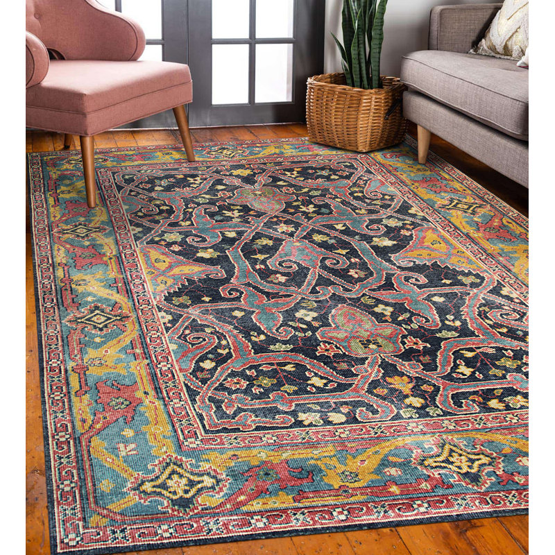 Blue Hand Knotted Wool Classic Oriental Area Rug, Rectangle 9' x 12'