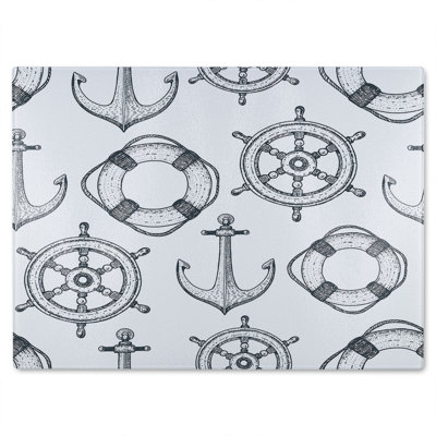 Anchor & Wheel Glass Chopping Board