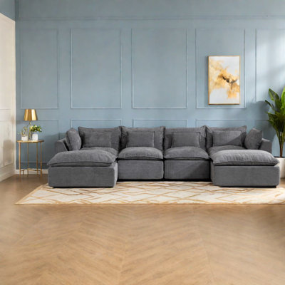 Canapé modulaire surdimensionné à 4 places, canapé modulaire gaufré en coton, salon moderne
