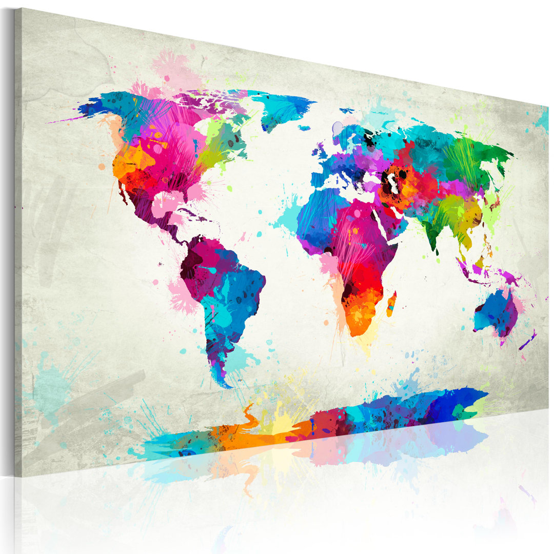 Leinwandbild Map of the world – an explosion of colors