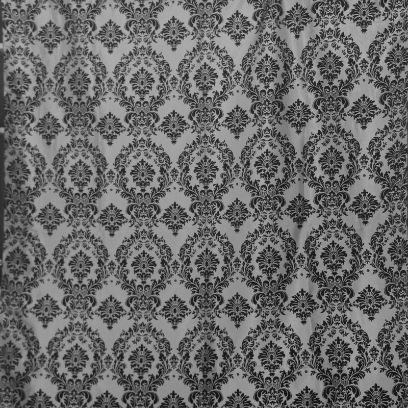 Cantonnière à damas, L 120 po x L 9 po, Noir / argent