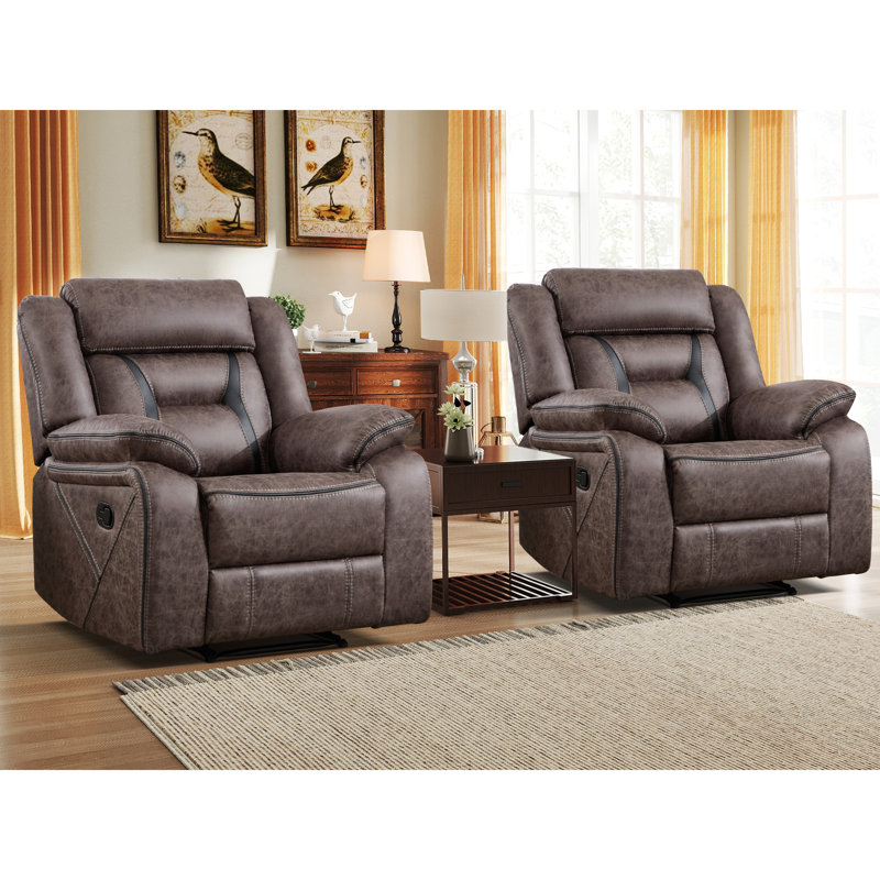 Ensemble de 2 fauteuils inclinables standards Etherine, Gris