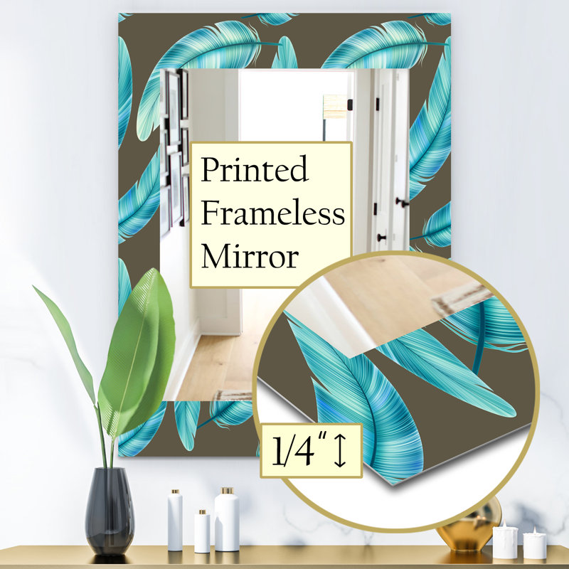 Miroir mural traditionnel à plumes 27 mid-century, H 24 po x l 32 po