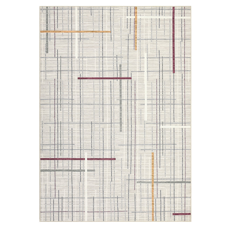 Modern Machine Washable Rug for Living Room Abstract Geometric Non Slip Ultra Thin Throw Rug Foldable Soft Stain Resistant Striped Accent Rug for Bedroom