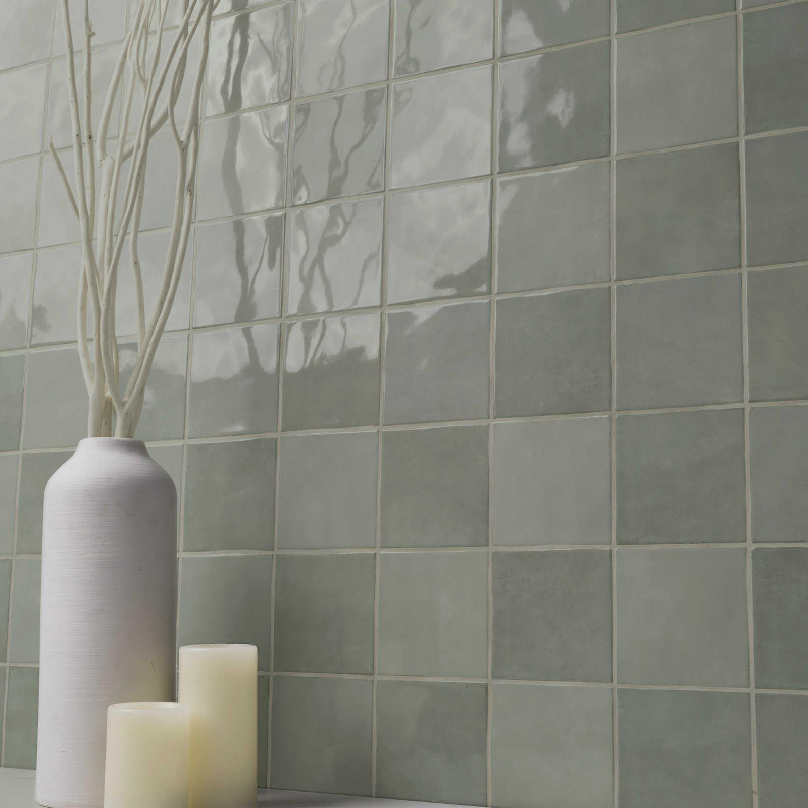 Renzo Glossy Ceramic Wall Tile, Jade