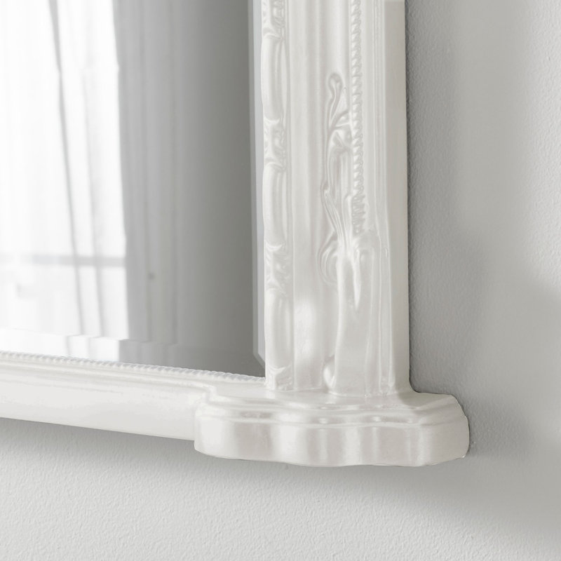 Overmantle Arched Bevelled Victorian Mirror, White