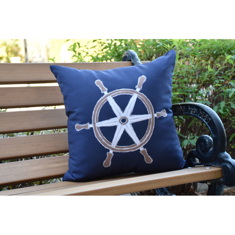 Housse et insert de coussin carré extérieur Nantucket, Bleu marine, 18 po x 18 po