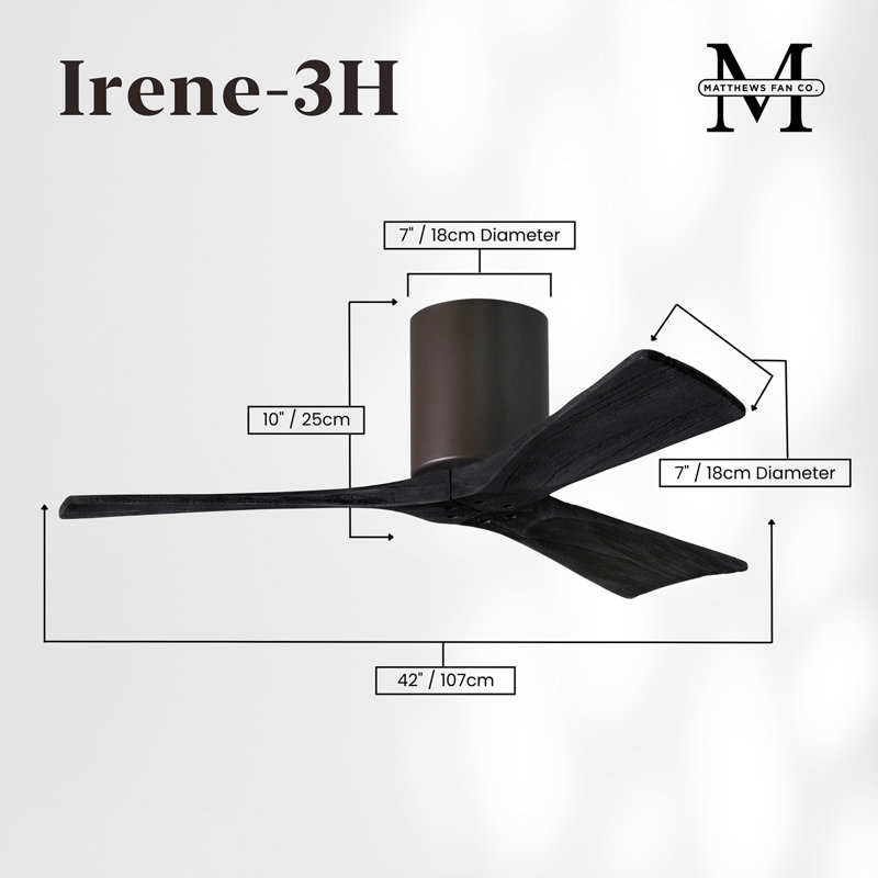 Irene Ceiling Fan, Textured Bronze, 42", Matte Black