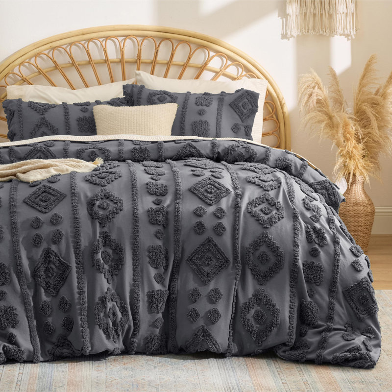 Bedsure Comforter Set-Bow Tufted, Queen Comforter + 2 Queen Shams, Quiet Shade