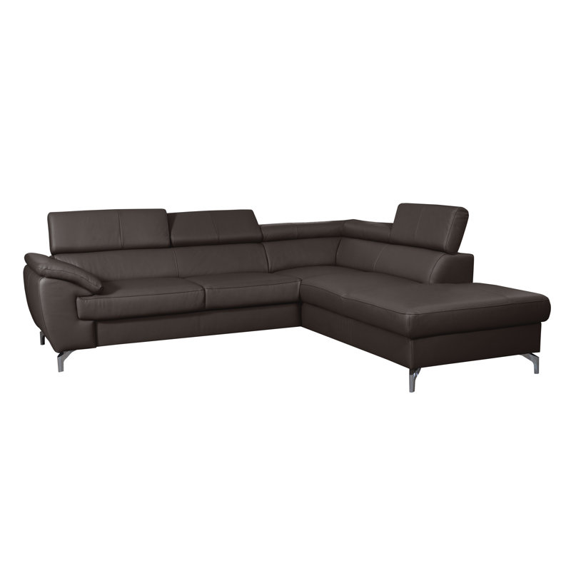 Brookhurst Leather Corner Sofabed, Right Hand Facing, Dark Brown