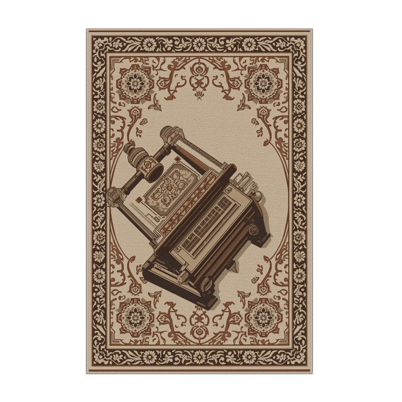 Tapis oriental classique beige / beige lavable à la machine Paizley, 4 x 6