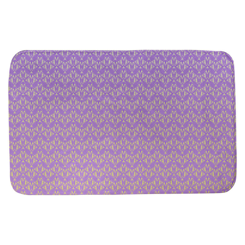 Tapis de salle de bain déco Leffel, l 21 po x L 34 po, Mauve / Jaune