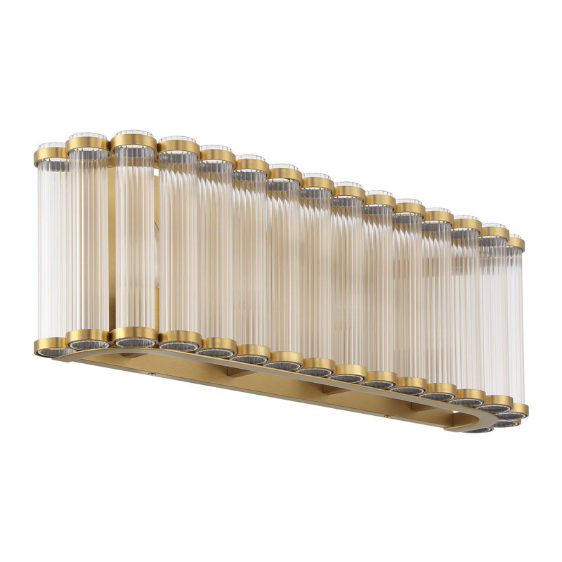Meuble-lavabo, 24 po, doré, verre nervuré, Doré