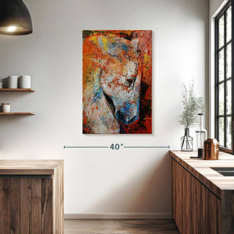 Brampt White Abstract Horse, 39" H x 26" W