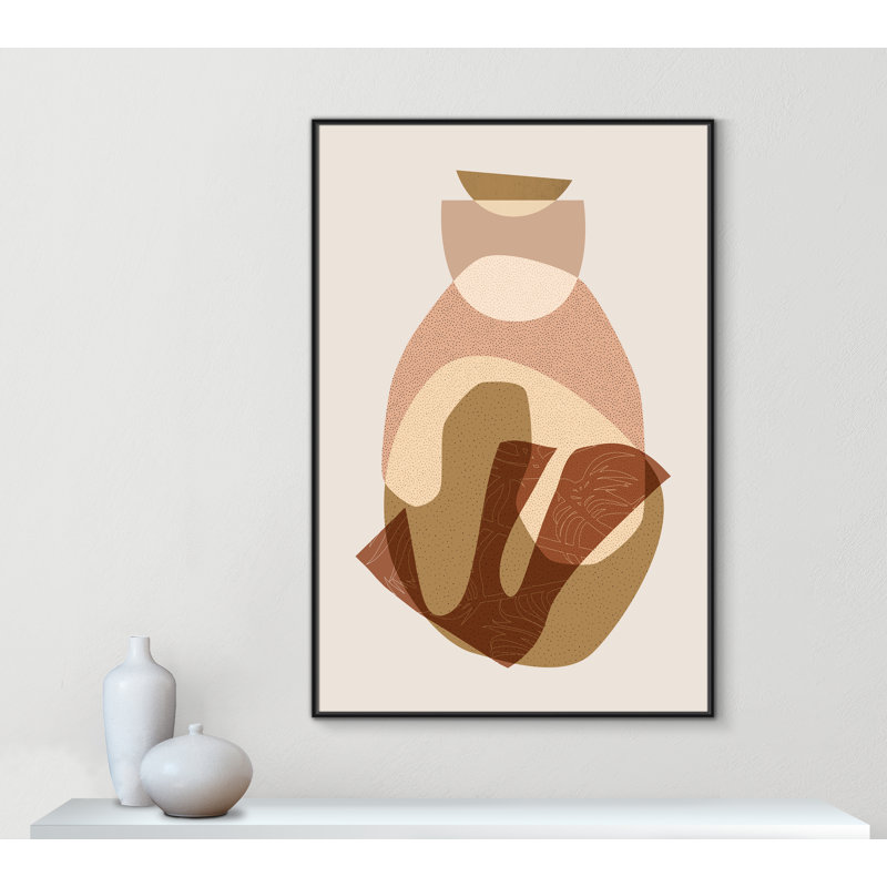 Mid Century Boho " Mid Century Boho 4 ", Black Framed Canvas, 61.5" H x 41.5" W x 2" D