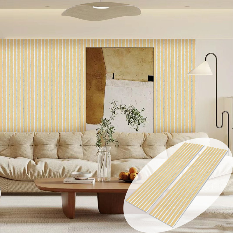 94.5 in. x 12.6 in. Wood Slat Acoustic Panels, MDF Decorative Wall Paneling (2 Piece/16.5 sq. ft.), Oak Gray
