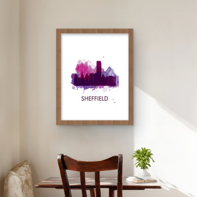 Sheffield City Color Splash Silhouette | Framed Matted Print