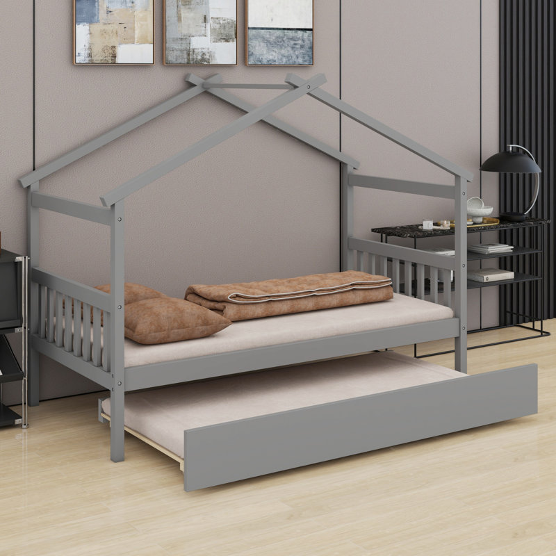 Lit House avec lit gigogne, Gris