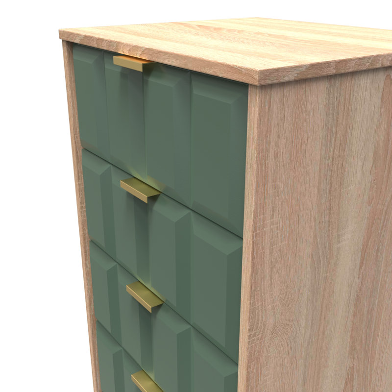 Allem 45cm W Manufactured Wood Bedside Table, Labrador Green/Bardolino Oak