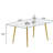 0.32" Thick Tempered Glass Top Dining Table With Gold Legs, 61.67 In Depth, 36.31 Width, 29.8 Height, 85.62 Lb Weight, Contemporary Look, Heat - Tolerant Glass, Stable Structure Support Metal Modern