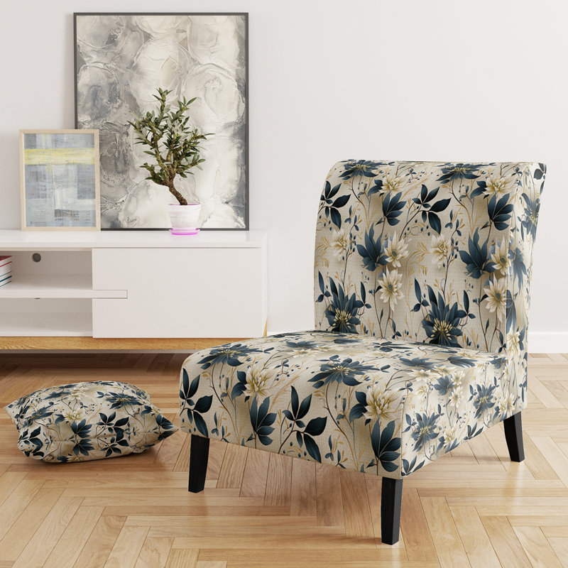 Rustic Victorian Brocade Victorian Motif - Chaise d'appoint de chalet rembourrée à motif floral