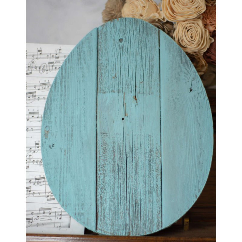 Grand œuf en bois Crumity, Turquoise