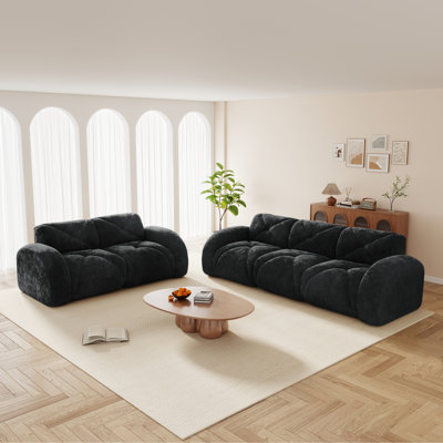 2 Piece Sofa Set Comfy Sofa Couch,  2+3 Seater Sofa Set,Deep Seat Sofa,Soft Velvet Fabric,32D High Density Sponge  Bottom,No Assembly Required, Modern Sofa Set For Living Room, Red Brown