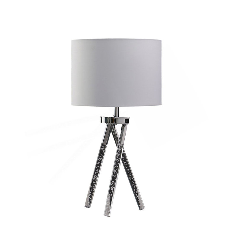Lampe de table en métal argenté 26,25 po Mid-Century Birgit