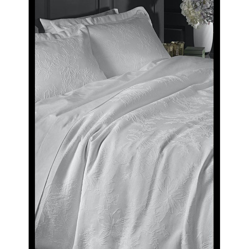 Shetler Cotton Floral Duvet Cover Set with Pillowcases Included, Single Duvet Cover + 1 Standard Pillowcase, Ivory