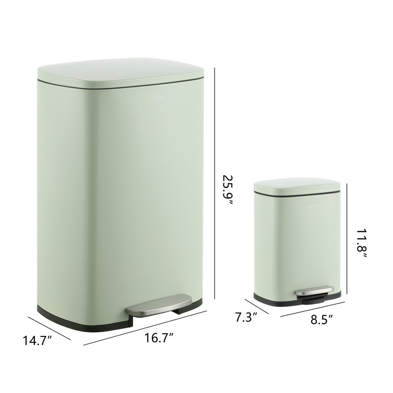 Ensembles de poubelle à pédale rectangulaire 1,3 gallon Connor, Pistache gelato