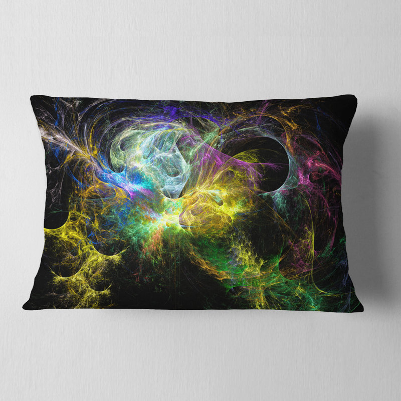 Coussin Wings of Angels, 12 po x 20 po, Noir, Rectangulaire