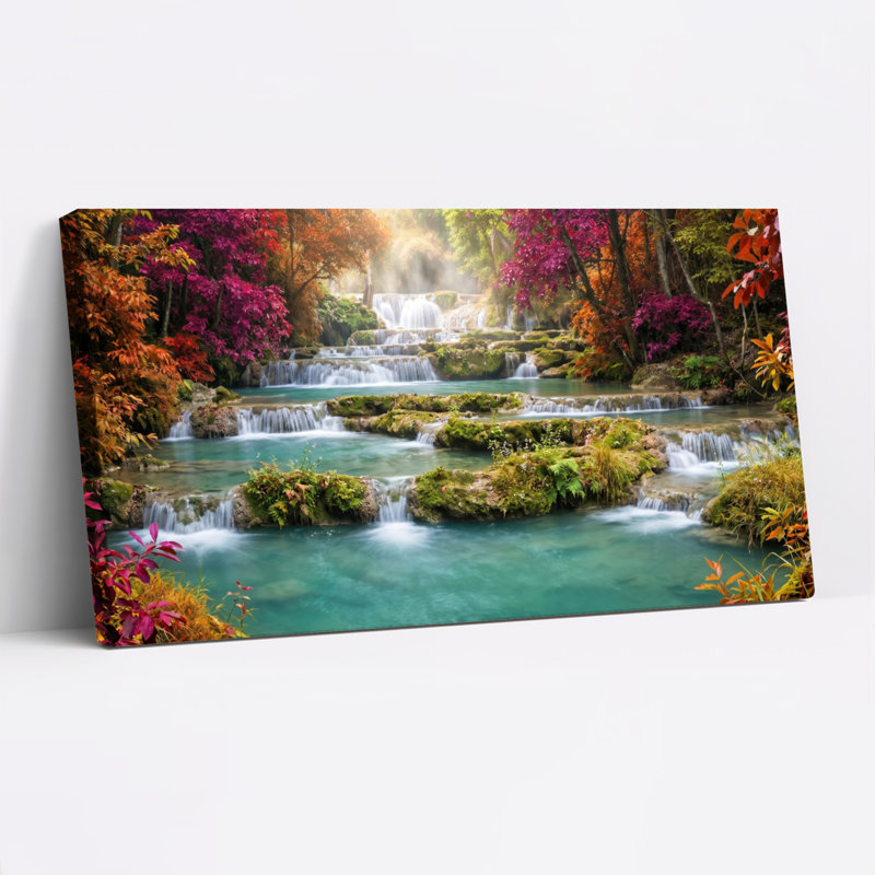 "Waterfall Forest", reproduction d'art sur toile, ensemble de 1, Toile tendue, L 32 po x H 16 po
