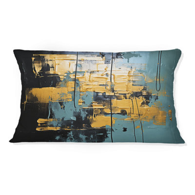Coussin Bliss Of Happiness en jaune et bleu IV - Abstract Collages