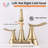 2-Handle 4-Inch Brushed Gold Bathroom Faucet, Bathroom Vanity Sink Faucets With Pop-Up Drain And Supply Hoses-125231394