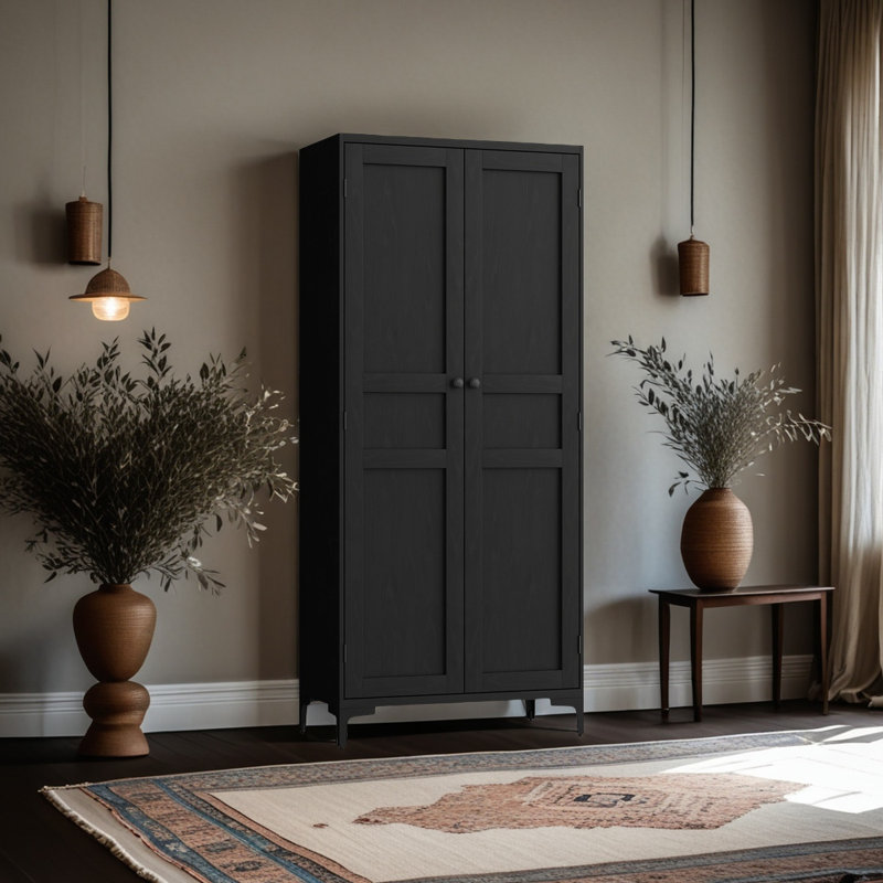 160cm Kitchen Pantry, Black