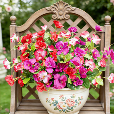 12 Bundles Fake Hibiscus Flowers for Outdoors, UV Resistant Artificial Silk Hibiscus Flowers, Fake Tropical Plants for Outdoor Planter Outside Garden Patio Window Box Décor